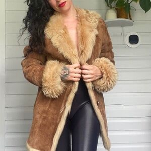 Italian Shearling Fur & Leather Vintage Coat (Berdin Dal 1846)